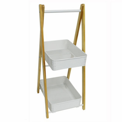 Watsons  Kitchen  Bathroom Two Tier Storage Unit  White  Natural