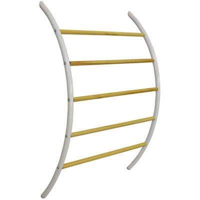 Watsons Ladder  Wall Mounted 5 Rung Metal And Wood Towel Rail  White  Natural