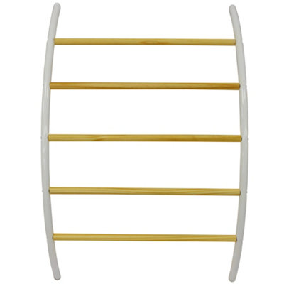 Watsons Ladder  Wall Mounted 5 Rung Metal And Wood Towel Rail  White  Natural