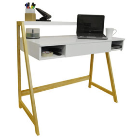 Watsons Lean  Retro Office Desk  Computer Workstation  Dressing Table  Pine  White