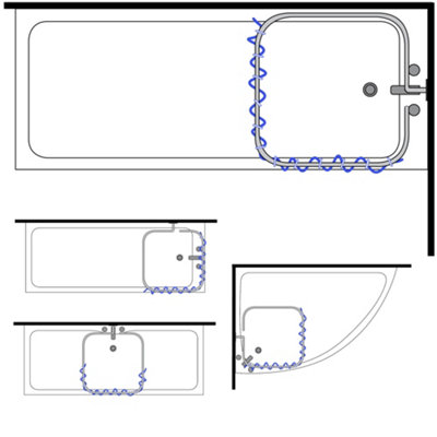 Watsons Loop Square  Stainless Steel Rectangular Shower Rail And Curtain Rings - 5