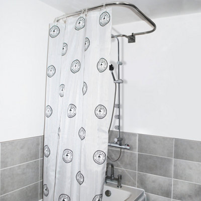 Watsons Loop Square  Stainless Steel Rectangular Shower Rail And Curtain Rings - 6