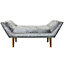 Watsons Lounge  Crushed Velvet Chaise Bench With Wood Legs  Silver