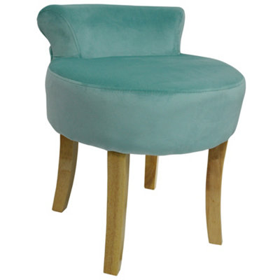 Watsons Low Back Chair Padded Stool With Wood Legs Aqua DIY at B&Q