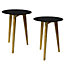Watsons Luna  Pack Of Two  Retro Solid Wood Tripod Leg And Round Glass End  Side Table  Natural  Tinted