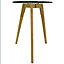 Watsons Luna  Retro Solid Wood Tripod Leg And Round Glass End  Side Table  Natural  Tinted