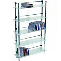 Watsons Maxwell  5 Tier 165 Dvds  Bluray  250 Cd  Media Storage Shelves  Frosted