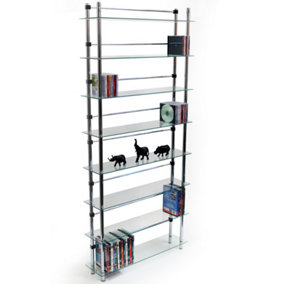 Watsons Maxwell  8 Tier 344 Dvds  Bluray  520 Cd  Media Storage Shelves  Clear  Silver