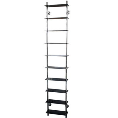 Watsons Maxwell  Wall Mounted 10 Tier Glass 300 Cd  200 Dvds  Bluray Storage Shelf  Black