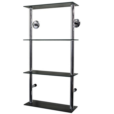 Watsons Maxwell  Wall Mounted Glass 90 Cd  60 Dvds Storage Shelves  Black  Silver