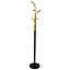 Watsons  Metal Freestanding Coat  Stand With Curved Hooks  Black  Gold