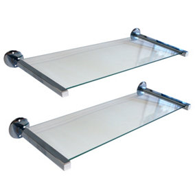 Watsons Miro  Set Of Two Glass Wall Storage  Display Shelves  Silver