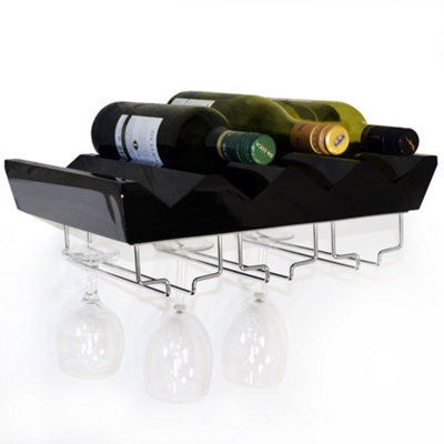 Watsons Monterey 4 Bottle Wall Mounted Floating Wine Storage Shelf Black