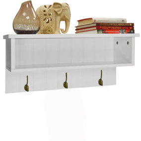 Watsons New England  Wall Mounted Hall Rack With Storage And 3 Coat Hooks  White