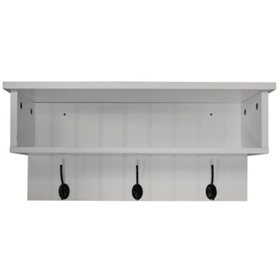 Watsons New England  Wall Mounted Hall Rack With Storage And 3 Coat Hooks  White