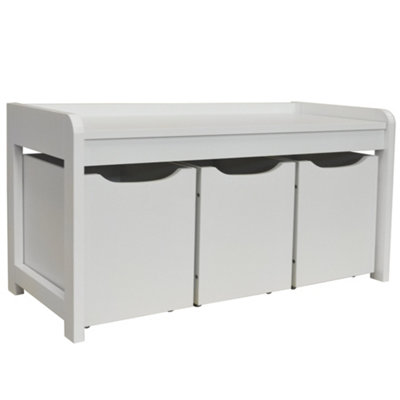 Watsons Newton  Hallway  Shoe  Toy  Bedroom Storage Bench With 3 Drawers  White