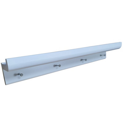 Watsons Oakley  Wall Mounted 2ft  60cm Organiser Floating Shelf With 4 Key  Coat Hooks  White