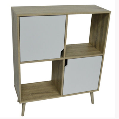 Watsons Open Sideboard Cube Shelving With 2 Doors Oak White DIY at B&Q