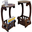 Watsons Scroll  2 Pack  Side  End  Bedside Table With Magazine  Book Storage Rack  Dark