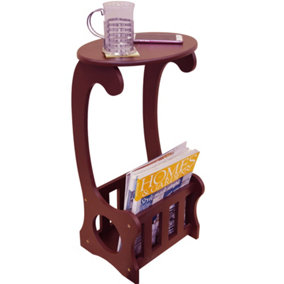 Watsons Scroll  Side  End  Bedside Table With Magazine  Book Storage Rack  Dark