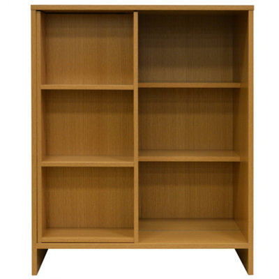 Watsons Slide  Cd Dvds Media Storage Bookcase  Display Sliding Shelves  Oak