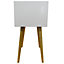 Watsons Union  High Gloss And Solid Wood Side Table  Bedside Table With 2 Drawers  White  Pine
