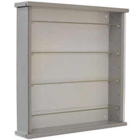 Watsons Wood Wall Display Cabinet With 4 Adjustable Glass Shelves Grey