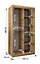 Wave Contemporary 2 Mirrored Sliding Door Wardrobe 5 Shelves 2 Rails Black Matt (H)2000mm (W)1000mm (D)620mm