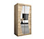 Wave Contemporary 2 Mirrored Sliding Door Wardrobe 5 Shelves 2 Rails Oak Sonoma Effect (H)2000mm (W)1000mm (D)620mm