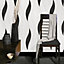 Wave Embossed Textured Wallpaper - Black - E62009
