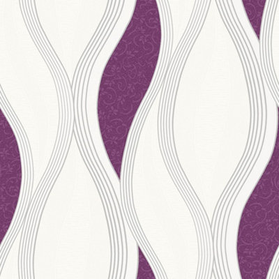 Wave Embossed Textured Wallpaper - Purple - E62006