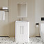 Wave Floor Standing 2 Door Vanity Unit with Ceramic Basin - 600mm - Gloss White - Balterley