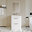 Wave Floor Standing 2 Drawer Vanity Unit with Ceramic Basin - 600mm - Gloss White - Balterley