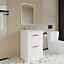Wave Floor Standing 2 Drawer Vanity Unit with Ceramic Basin - 600mm - Gloss White - Balterley