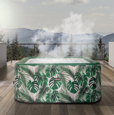 Wave Pacific 4 Person Square Inflatable Hot Tub, 95