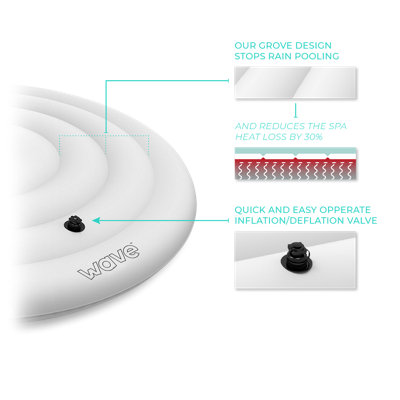 Wave Spa Round 6 Person Protective Thermal Efficient Inflatable Hot Tub Cover