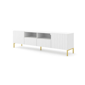Wave TV Cabinet with open compartments in White Matt W2000mm x H560mm x D420mm