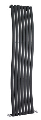 Wave Vertical Single Panel Radiator - 1785mm x 413mm - 2164 BTU - Anthracite- Balterley