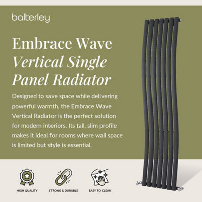 Wave Vertical Single Panel Radiator - 1785mm x 413mm - 2164 BTU ...