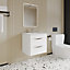 Wave Wall Hung 2 Drawer Vanity Unit with Ceramic Basin - 600mm - Gloss White - Balterley
