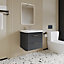 Wave Wall Hung 2 Drawer Vanity Unit with Polymarble Basin - 600mm - Soft Black - Balterley