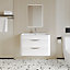 Wave Wall Hung 2 Drawer Vanity Unit with Polymarble Basin - 800mm - Gloss White - Balterley