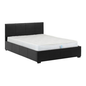 Waverley 4 Feet 6 Inches Storage Bed Frame - L203.5 x W144.5 x H87 cm - Black Faux Leather