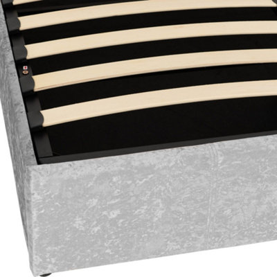 Waverley Double 4ft6 Storage Bed Frame in Grey Crushed Velvet
