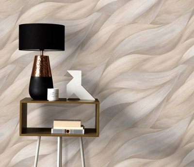 Waves Wallpaper STORMY Embossed beige