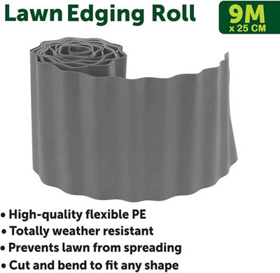 Wavy Grey Garden Lawn Edging Plastic Design 4 Pack