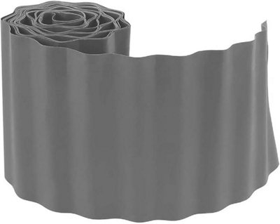 Wavy Plastic Garden Lawn Edging, H-15CM, L-9M, Grey