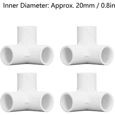 Way Corner Fittings, 10Pcs 3 Way Pvc Plastic Pipe Fittings Right Angle ...