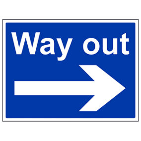 Way Out Arrow Right Direction Sign - Adhesive Vinyl - 400x300mm (x3)