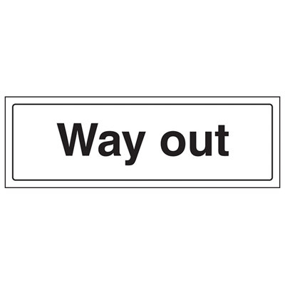 Way Out - Sign Direction / General - Adhesive Vinyl - 300x100mm (x3)